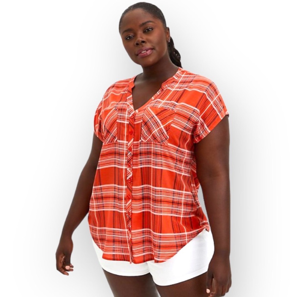 Torrid Button-Front Sleeve Top